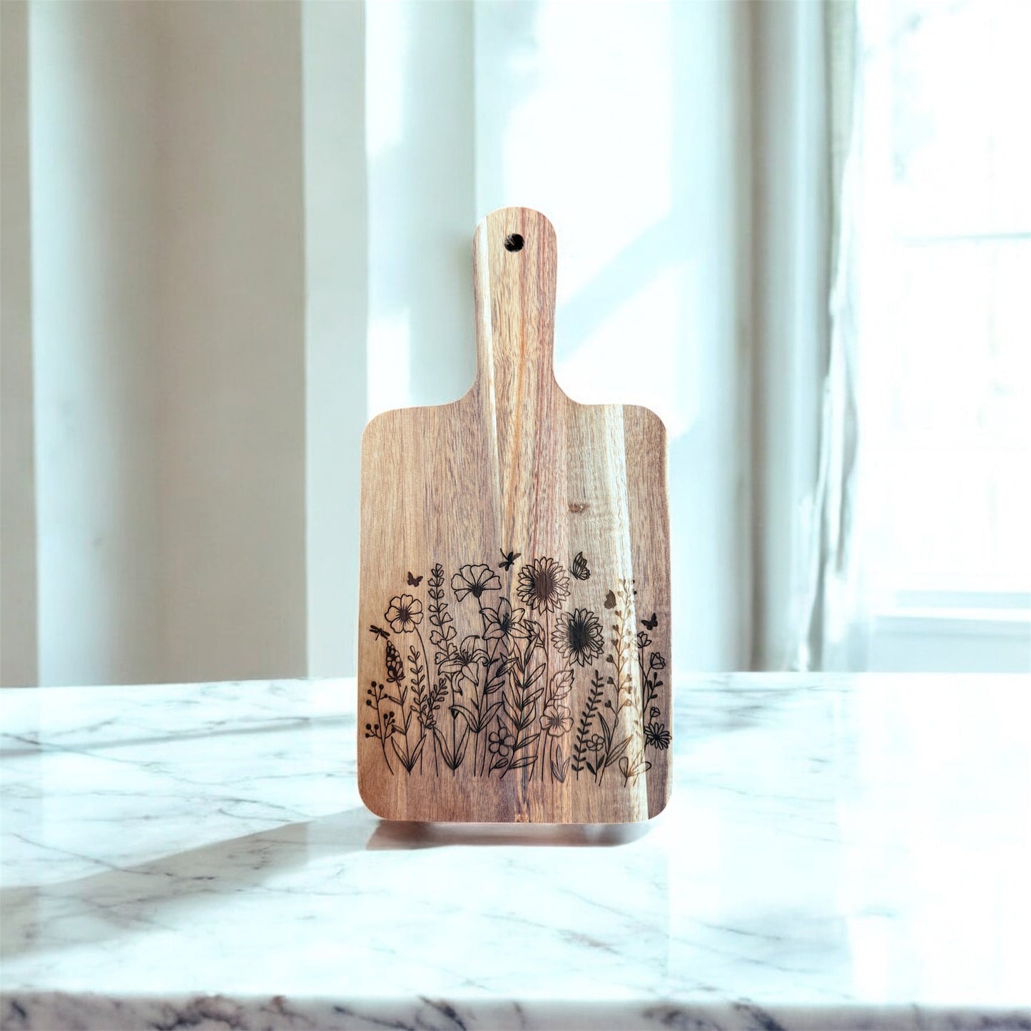 Mushroom Acacia Cutting Board, Engraved Cutting Board, Mushrooms