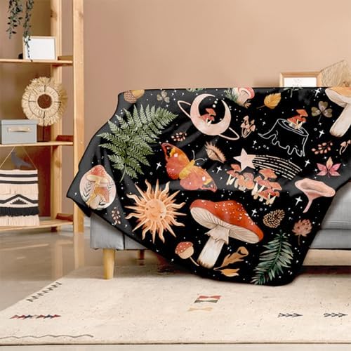 Mushroom Blanket Gothic Gifts for Women Men - Gothic 50"X60" Soft Throw Blanket - Mushrooms Derco Present for Woman Man Boys Girls Mushrooms Decorations Gifts