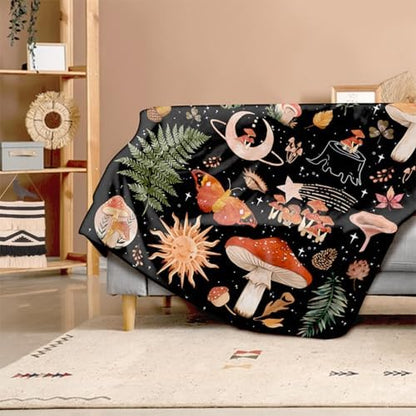 Mushroom Blanket Gothic Gifts for Women Men - Gothic 50"X60" Soft Throw Blanket - Mushrooms Derco Present for Woman Man Boys Girls Mushrooms Decorations Gifts