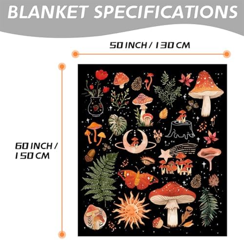 Mushroom Blanket Gothic Gifts for Women Men - Gothic 50"X60" Soft Throw Blanket - Mushrooms Derco Present for Woman Man Boys Girls Mushrooms Decorations Gifts