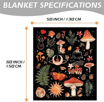 Mushroom Blanket Gothic Gifts for Women Men - Gothic 50"X60" Soft Throw Blanket - Mushrooms Derco Present for Woman Man Boys Girls Mushrooms Decorations Gifts