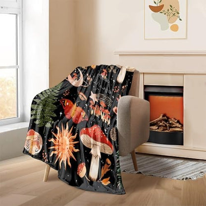 Mushroom Blanket Gothic Gifts for Women Men - Gothic 50"X60" Soft Throw Blanket - Mushrooms Derco Present for Woman Man Boys Girls Mushrooms Decorations Gifts