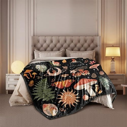 Mushroom Blanket Gothic Gifts for Women Men - Gothic 50"X60" Soft Throw Blanket - Mushrooms Derco Present for Woman Man Boys Girls Mushrooms Decorations Gifts