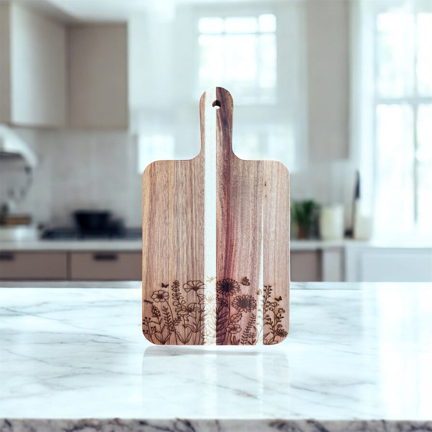 Mushroom Acacia Cutting Board, Engraved Cutting Board, Mushrooms