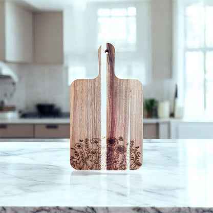 Mushroom Acacia Cutting Board, Engraved Cutting Board, Mushrooms