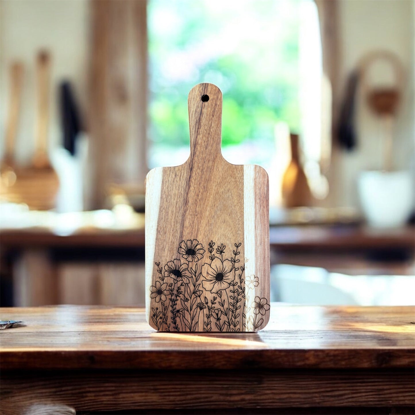 Mushroom Acacia Cutting Board, Engraved Cutting Board, Mushrooms